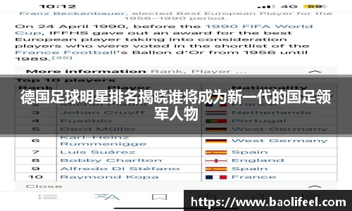 德国足球明星排名揭晓谁将成为新一代的国足领军人物